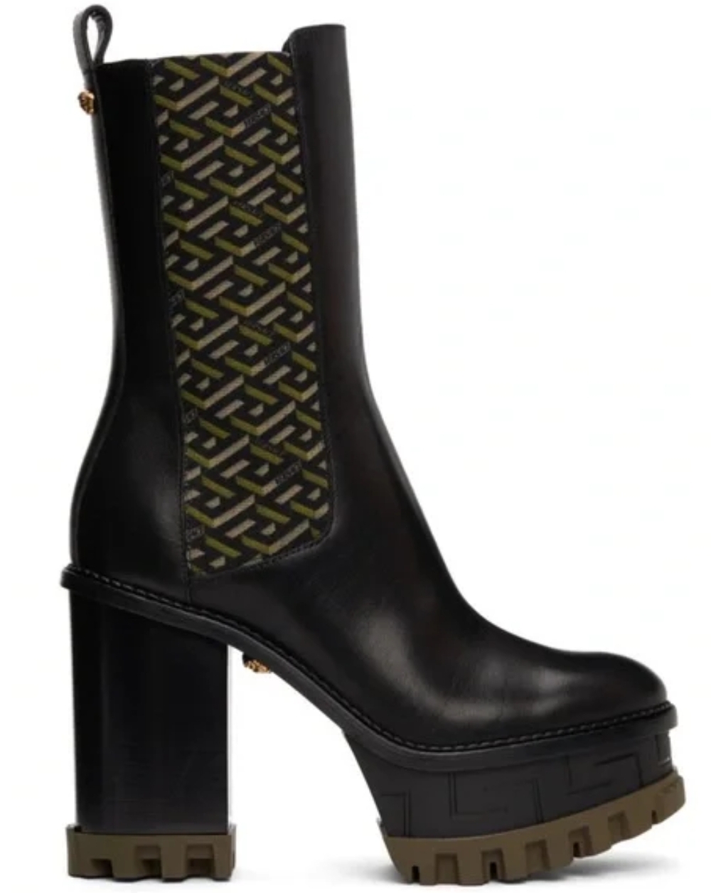 Greca Block Heel Platform Chelsea Boots